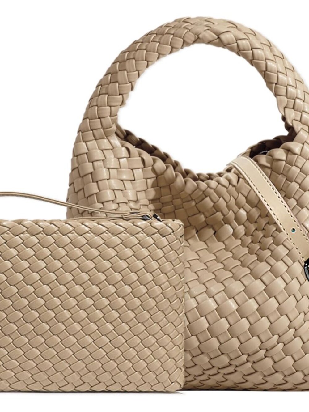 Small Woven Bag for Women Cute Hobo Tote Handbag Mini Clutch Purse Vegan Leather
